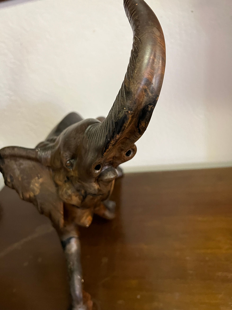 Thumbnail: Large Vintage Hand Carved Solid Walnut 19” 18 Pound Elephant From Africa Musila