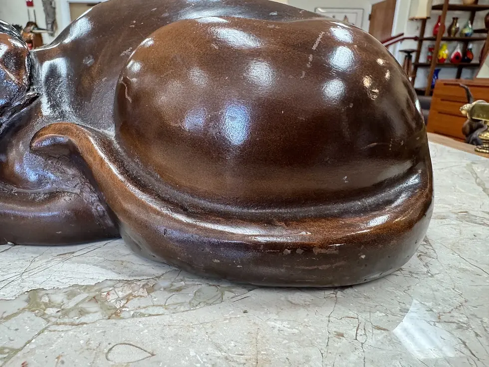 Thumbnail: (Large) Vintage Japanese Sleeping Cat - Cast Iron/Bronze