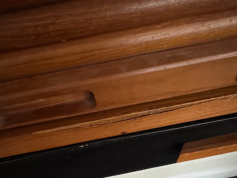Thumbnail: Vintage Wooded MCM Wall-Mounted (Murphy Bar) Pull Down - Roll Top Liquor Cabinet