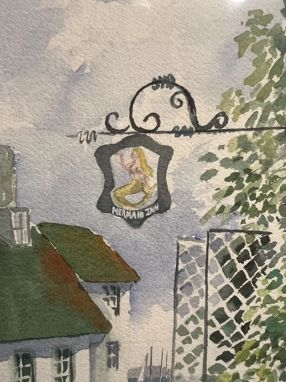 Thumbnail: Doris Olsen Original & Signed Watercolor Painting Of Houses “Mermaid Street”