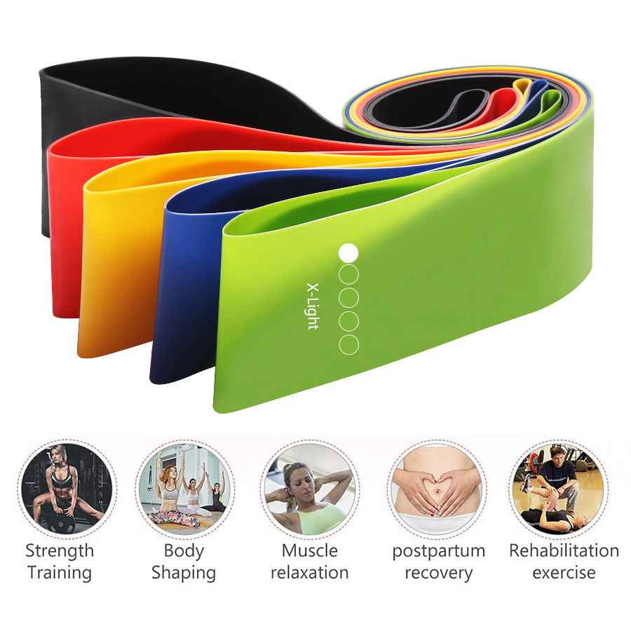 Thumbnail: 5-Level Resistance Bands Set for Yoga Pilates Home Gym Exercise Fitness Sport El