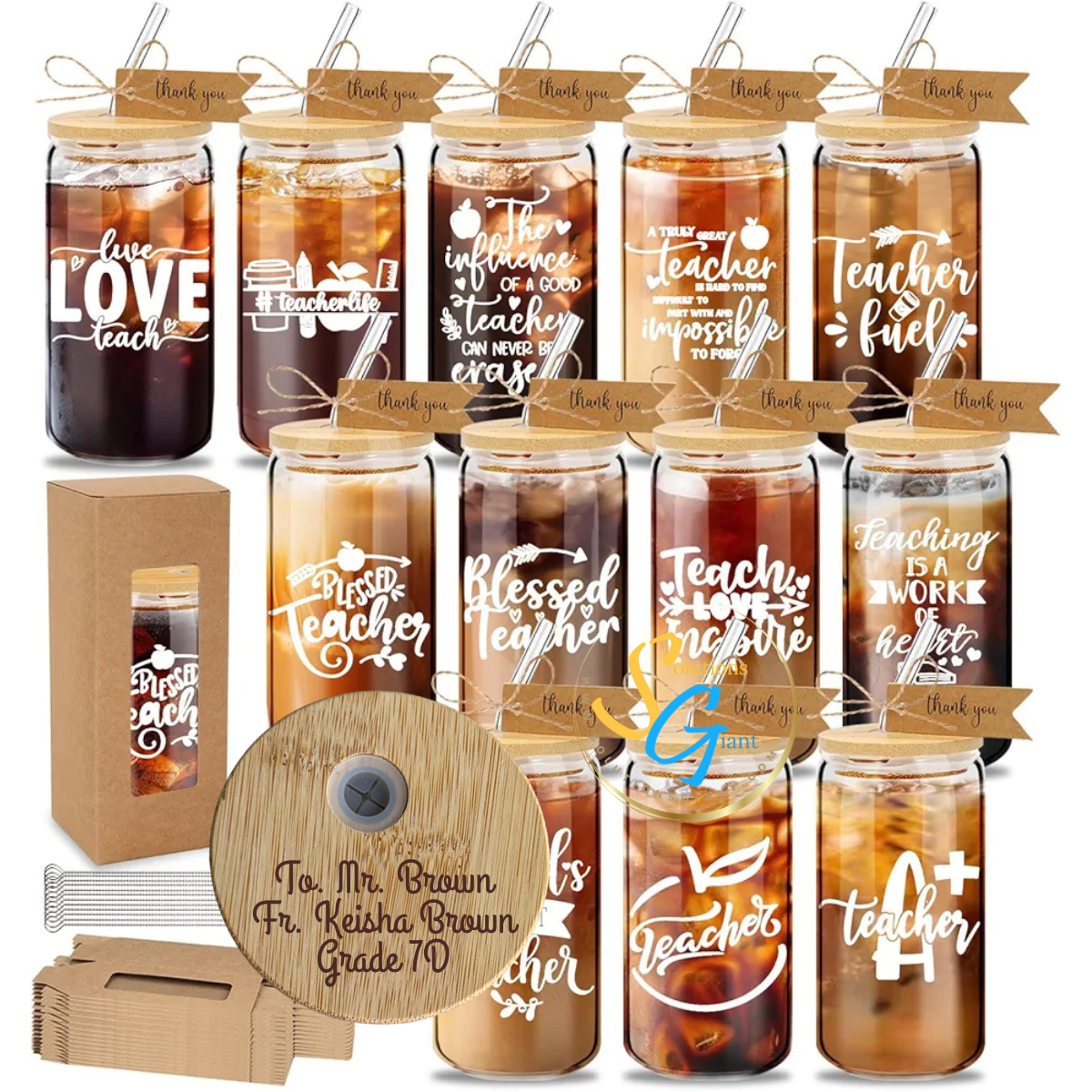 Personalized Teacher's Glass Cups