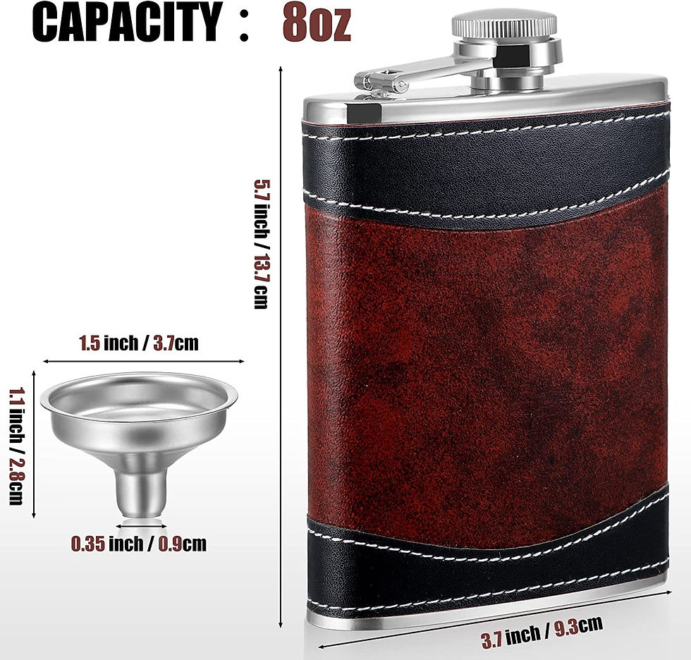 Miniatura: Flask for Liquor Soft Leather Wrap with Funnel, Stainless Steel Hip

