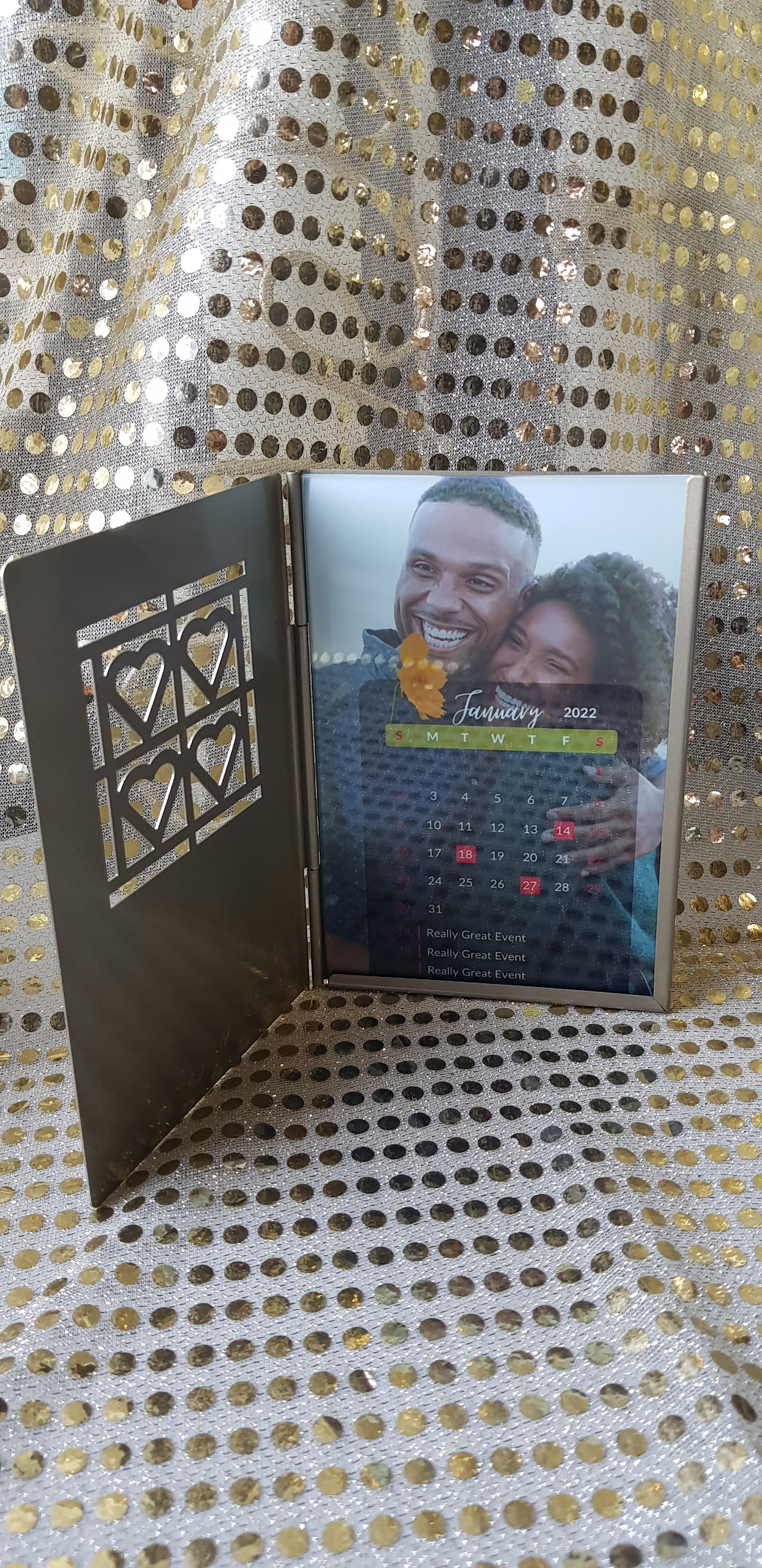 Monthly Photo Calendar Metal Frame Display