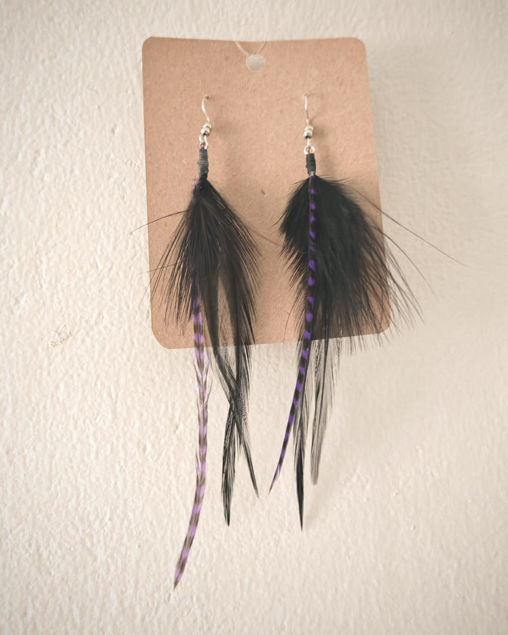 Feather Earrings - Violet Shadow Plumes