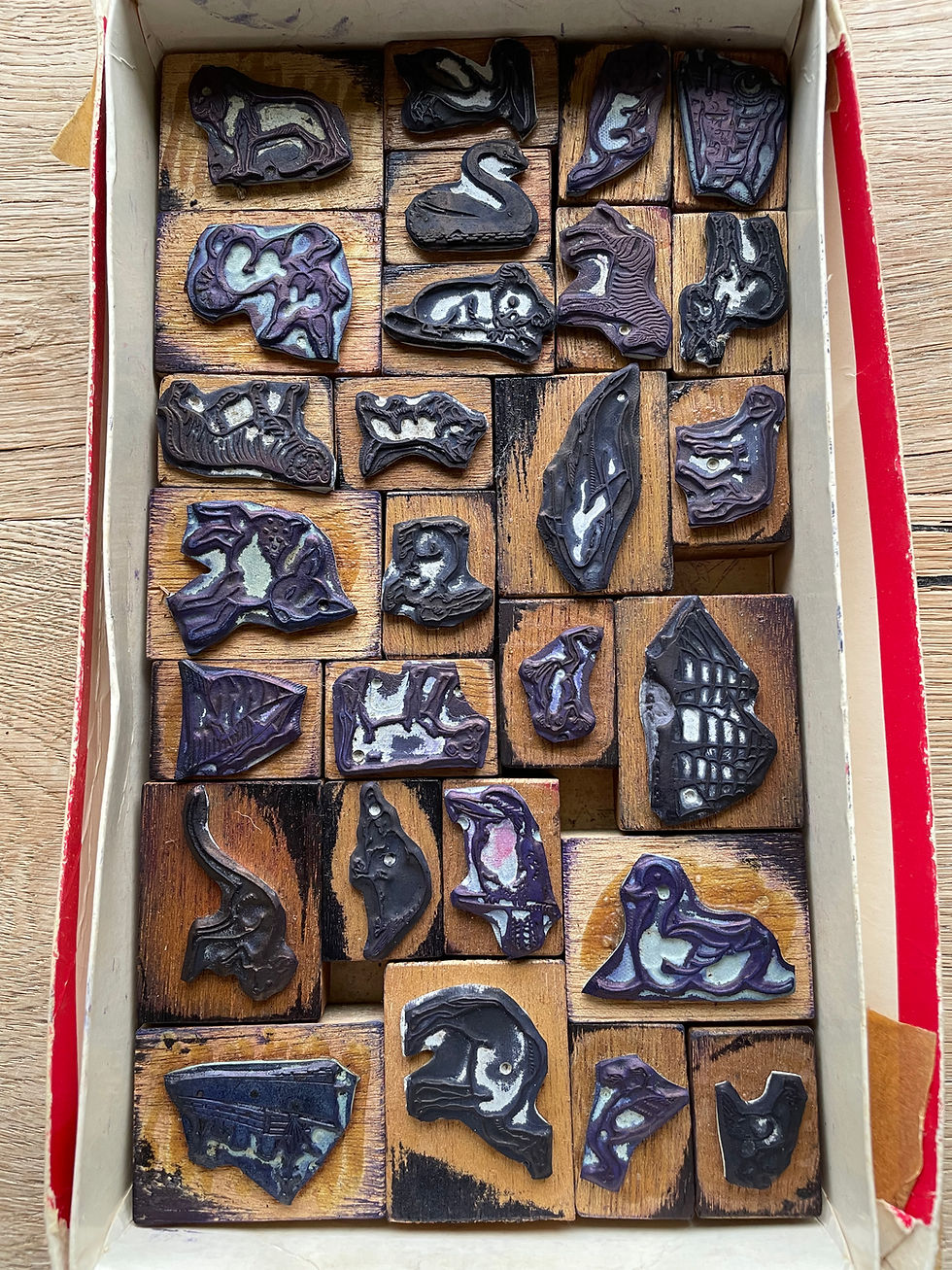 Thumbnail: Vintage wooden rubber stamp set