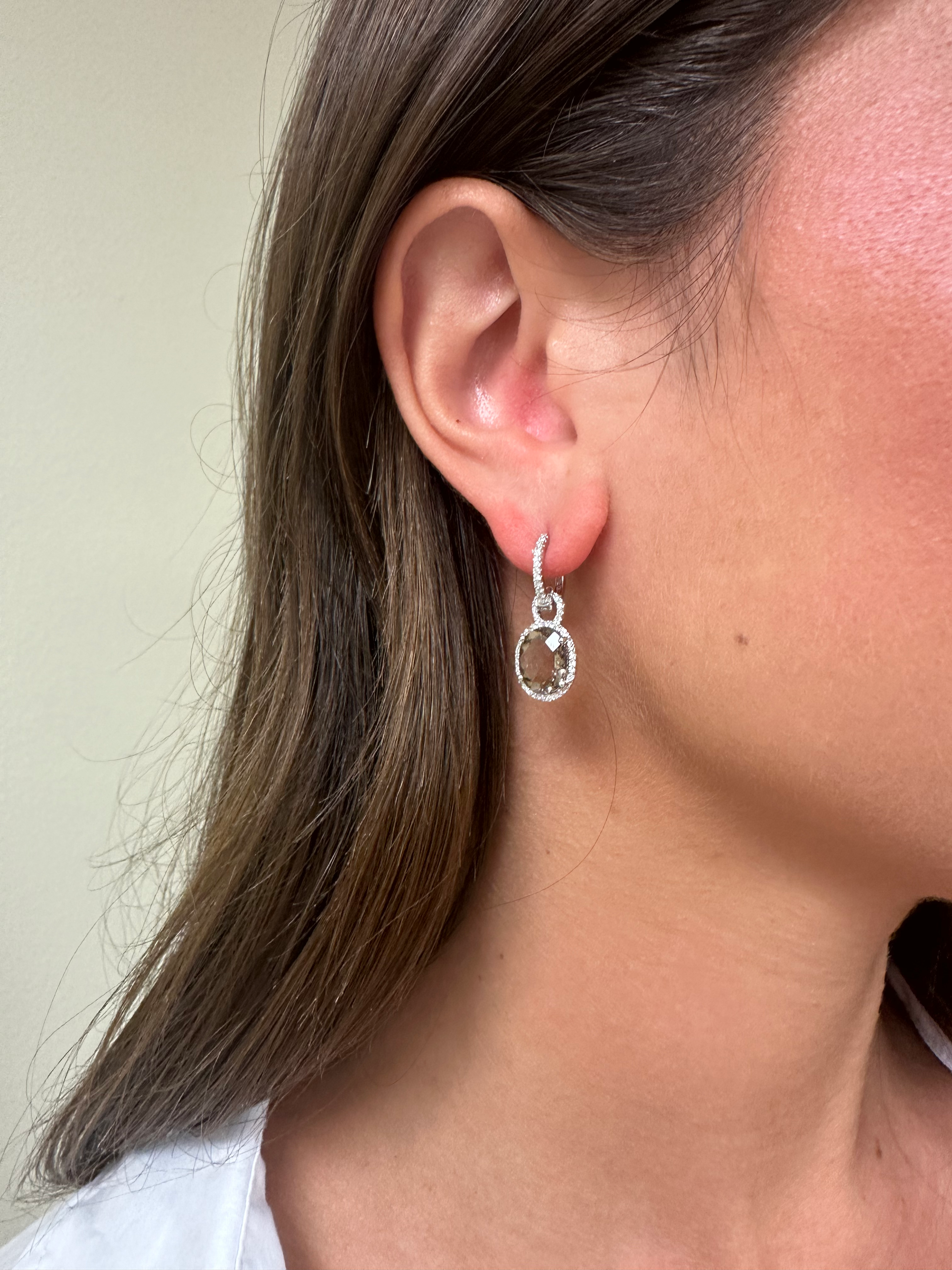 Smokey Quartz and Diamond Earring