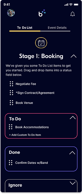bandrise to do list booking