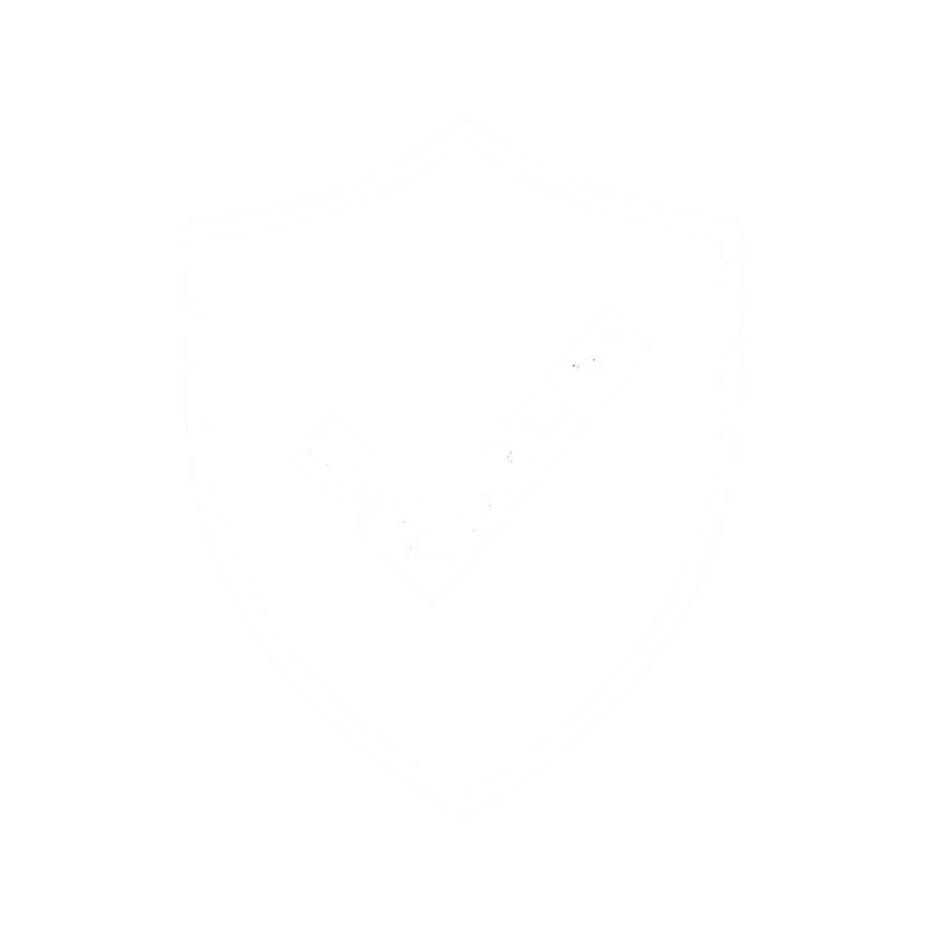 icon illustration of a safety shield, simple drawing, in white