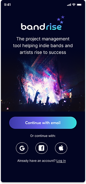 bandrise home login screen