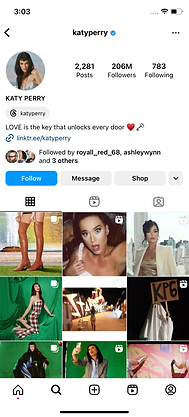 katy perry instagram page