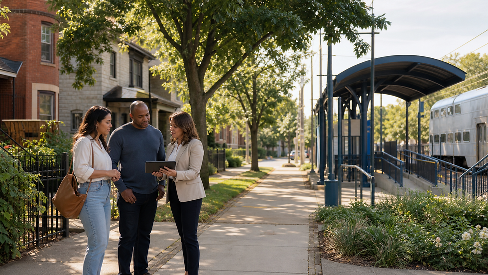Metra Rock Island Beverly Branch station and nearby residential blocks in Chicago