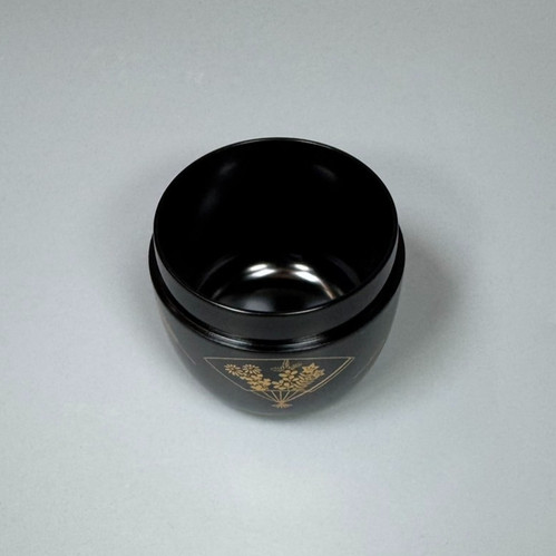中棗 扇面蒔絵 黒　宗祥　共箱入　茶道具　薄茶器　木製　漆芸　伝統工芸品 扇面蒔絵中棗 | seishodo.com