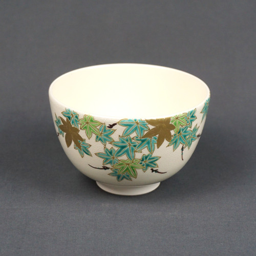 【茶道具】色絵楓文茶碗 粟田焼 小川与山作 京焼 茶碗A299 色絵 青楓絵茶碗 粟田焼 | seishodo.com