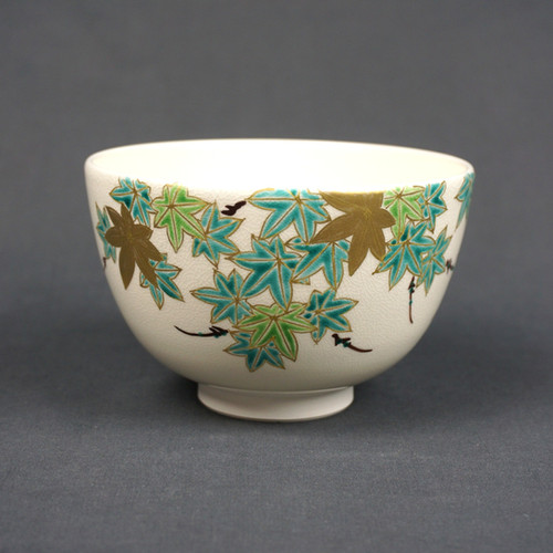 【茶道具】色絵楓文茶碗　粟田焼　小川与山作　京焼　茶碗A299 茶道具】色絵楓文茶碗 粟田焼 小川与山作 京焼 茶碗A299 茶道具】