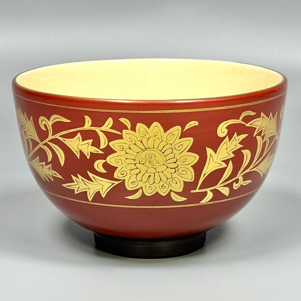 サムネイル： 朱巻金唐草茶碗　瀬戸焼