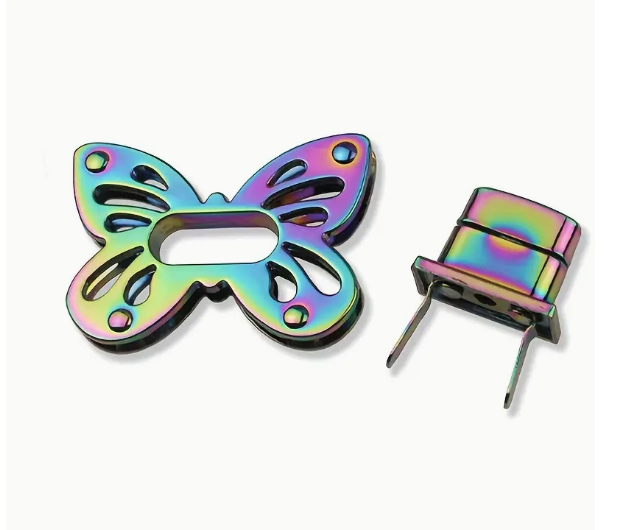 Miniatyrbilde: Veskelås (sortsølv)- sommerfugl - vrilås i 3 deler -COX/for lukking av veske..