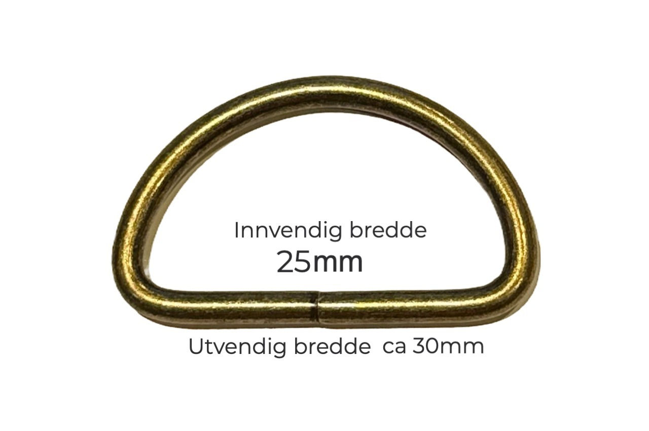 D-ring - messing - 25mm