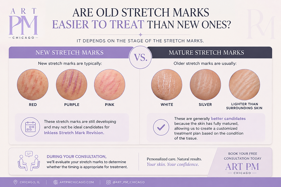 Infographics about new and mature stretch marks