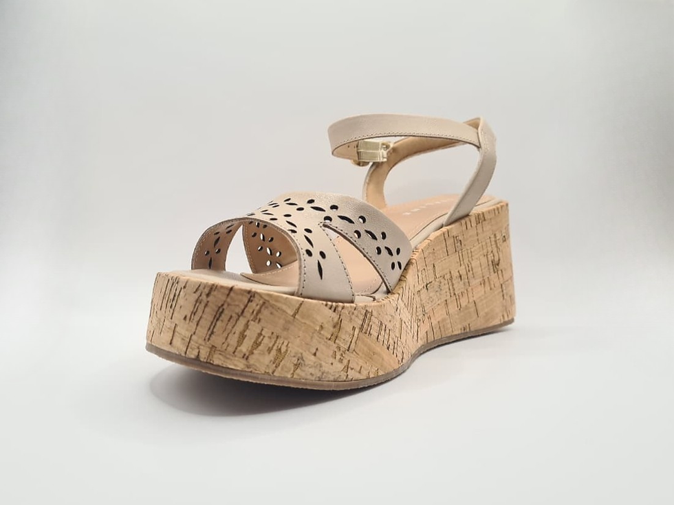 Miniatura: Sandalia Plataforma de Cuero Huinchas Nude Lia Line
