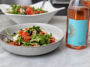 Watermelon and Arugula Salad with Manchego and Smokehouse Almonds paired with 2024 Rosé of Syrah