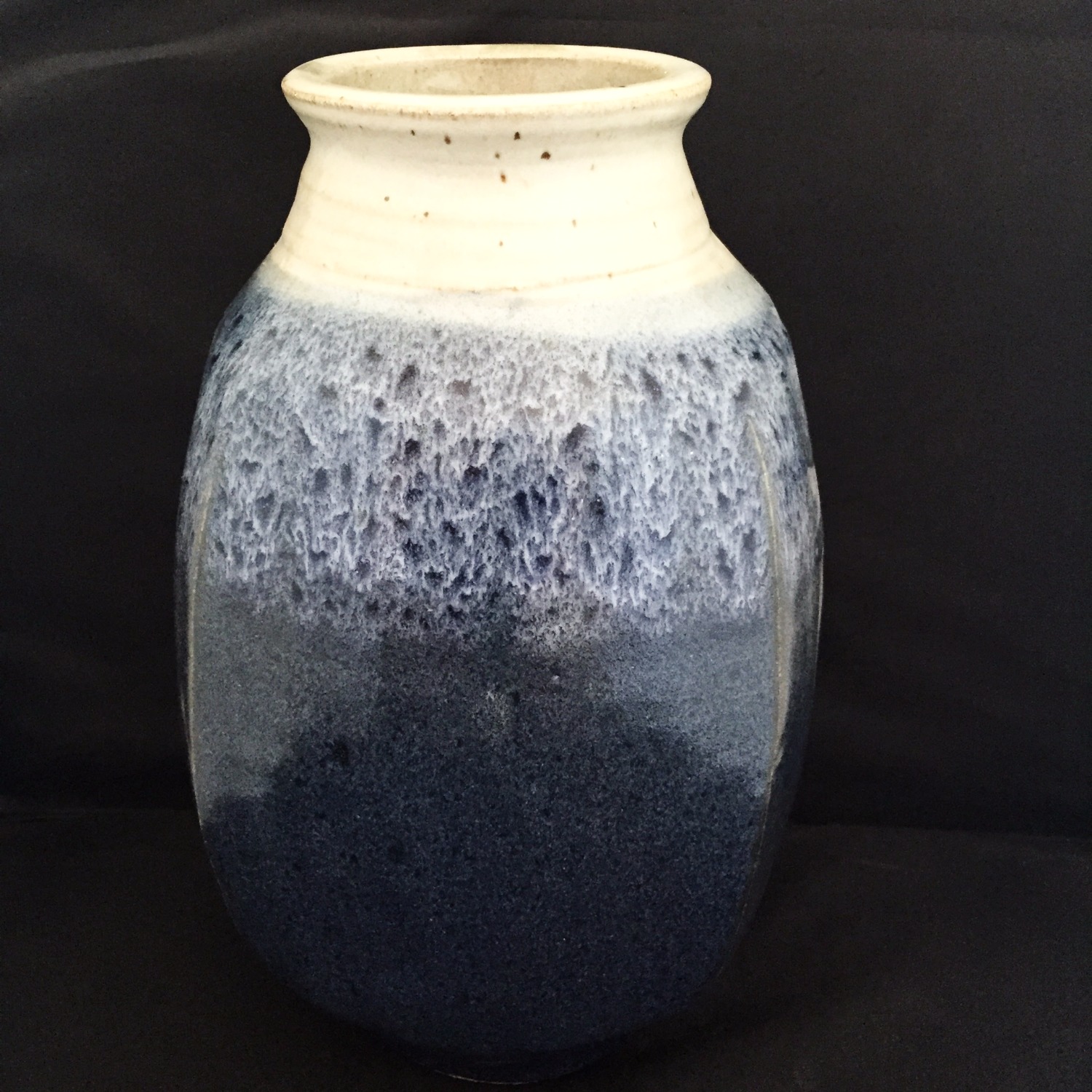 Tall vivid blue over white, squared