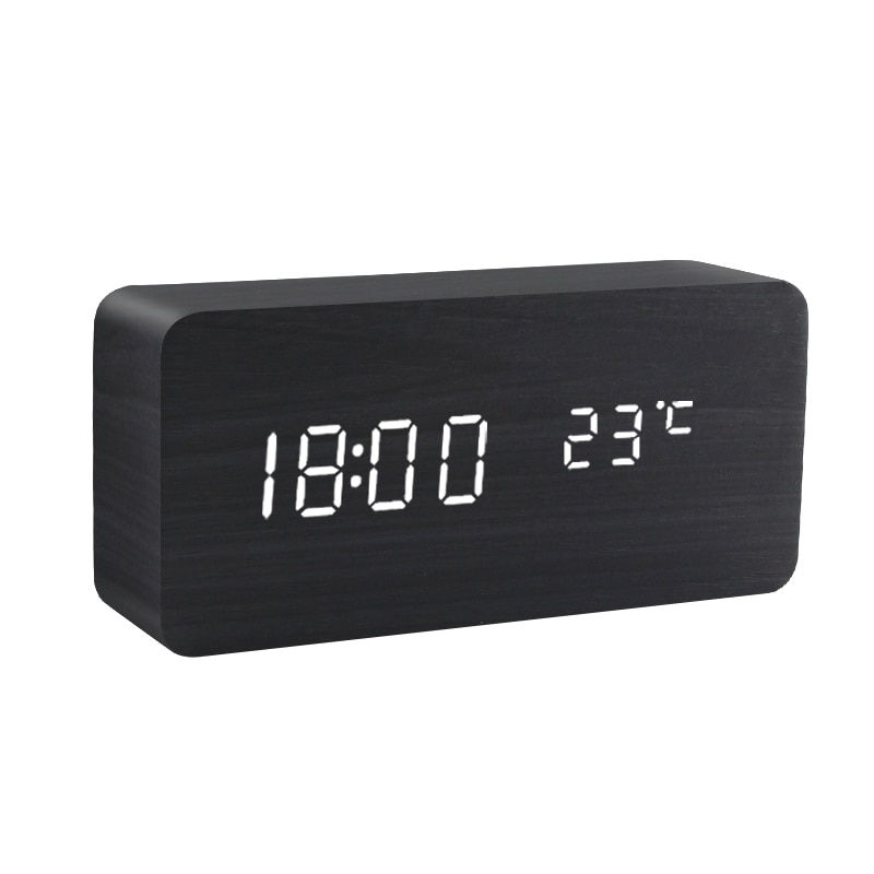 Thumbnail: Alarm Clock LED Digital Wooden USB/AAA Powered 