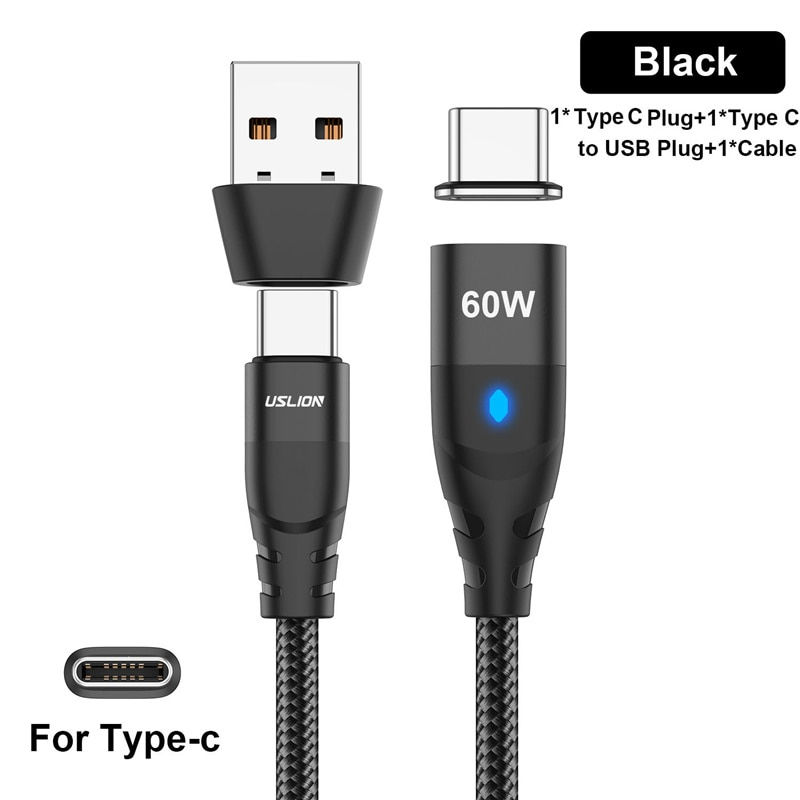 Thumbnail: USLION 60W PD Fast Charger Cable USB for iphone, Type C, Micro 