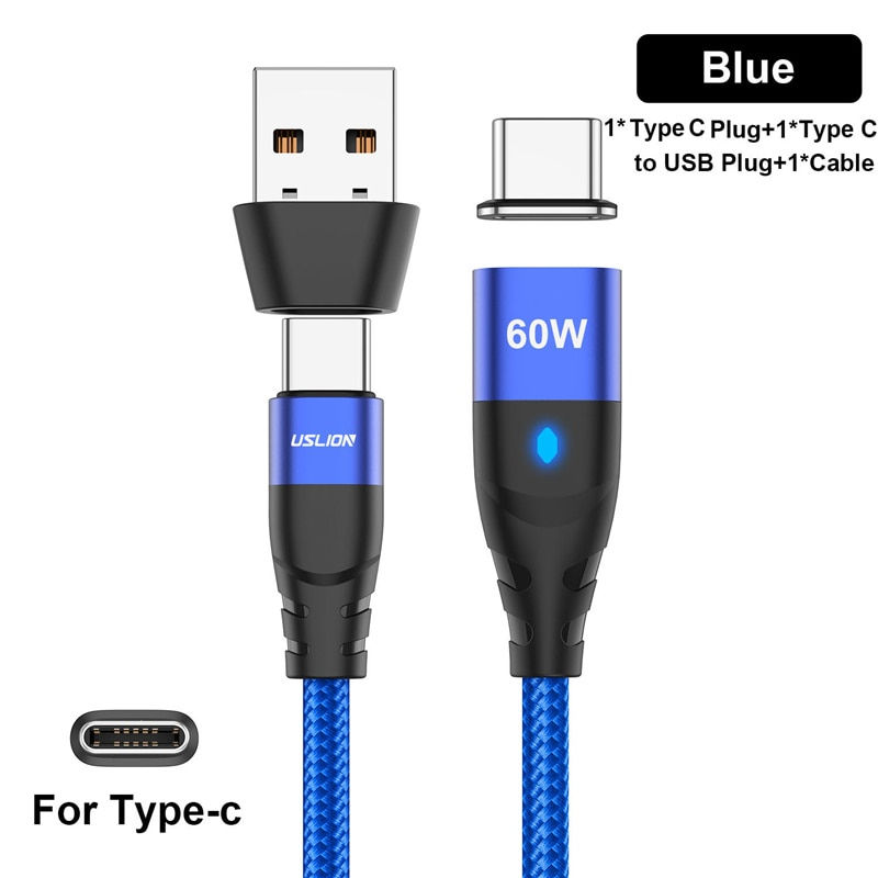 Thumbnail: USLION 60W PD Fast Charger Cable USB for iphone, Type C, Micro 
