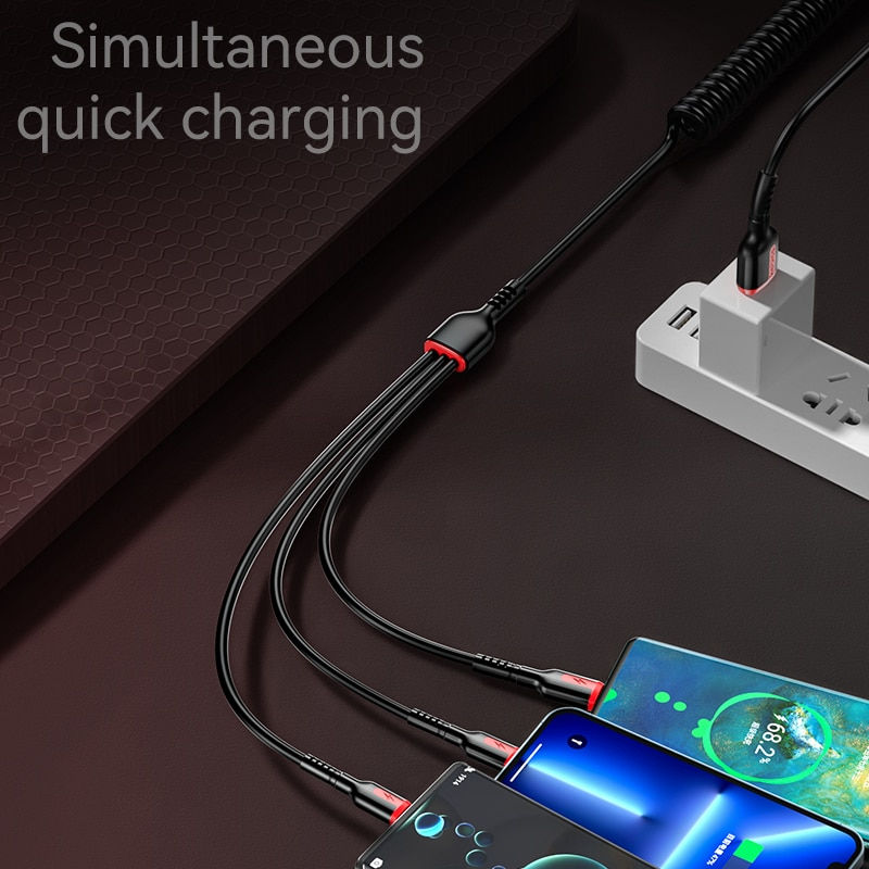 Thumbnail: 5A 66W Fast Charging USB Type C Cable. Micro USB, IPhone cable
