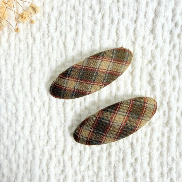 Brown & Blue Plaid Snap Clip — Mira Accessories South Africa