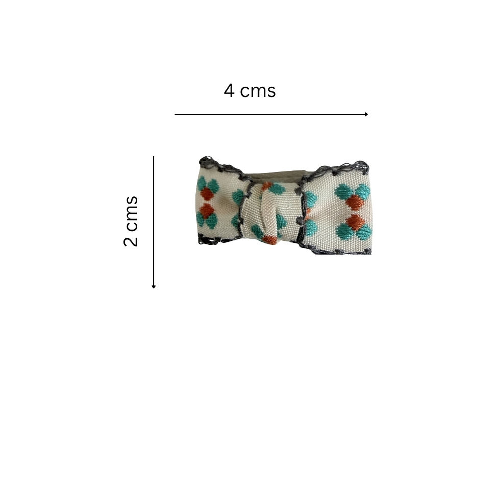 Thumbnail: Cream Floral Bow Clips — floral bow clips, detail view 4. Mira Accessories, handmade in South Africa