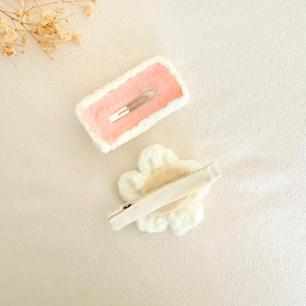 Thumbnail: Ivory Sweetheart Blossom Clip Set — sweetheart blossom clip, detail view 3. Mira Accessories, handmade in South Africa