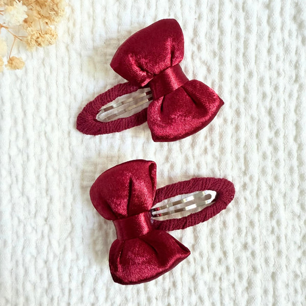 Red Satin Party Bow Hair Clip Shiny Dressy Style — Mira Accessories South Africa