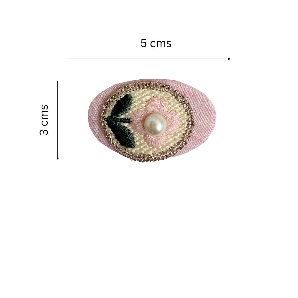 Thumbnail: Embroidered Floral Pearl Snap — floral pearl snap, detail view 4. Mira Accessories, handmade in South Africa