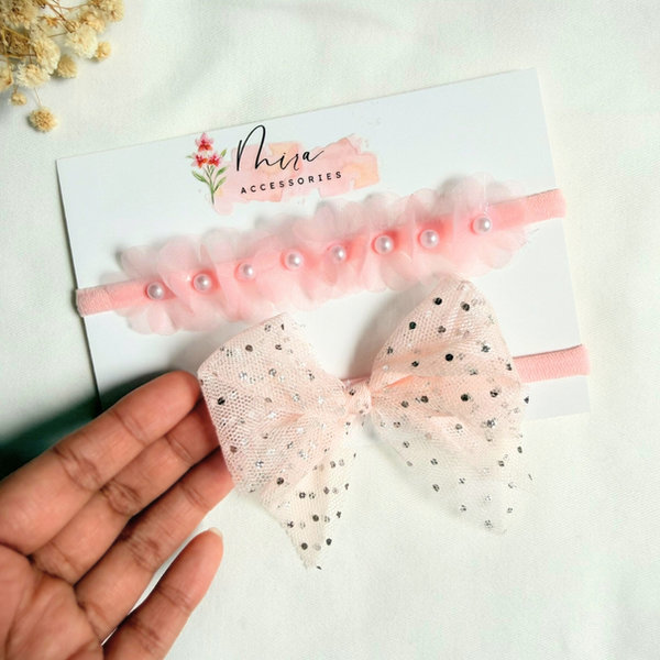 Blush Pearl Tulle Headband Set — Mira Accessories South Africa