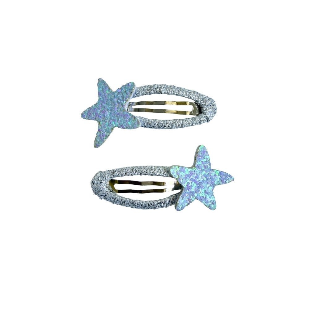 Glitter Star Party Snap Hair Clips