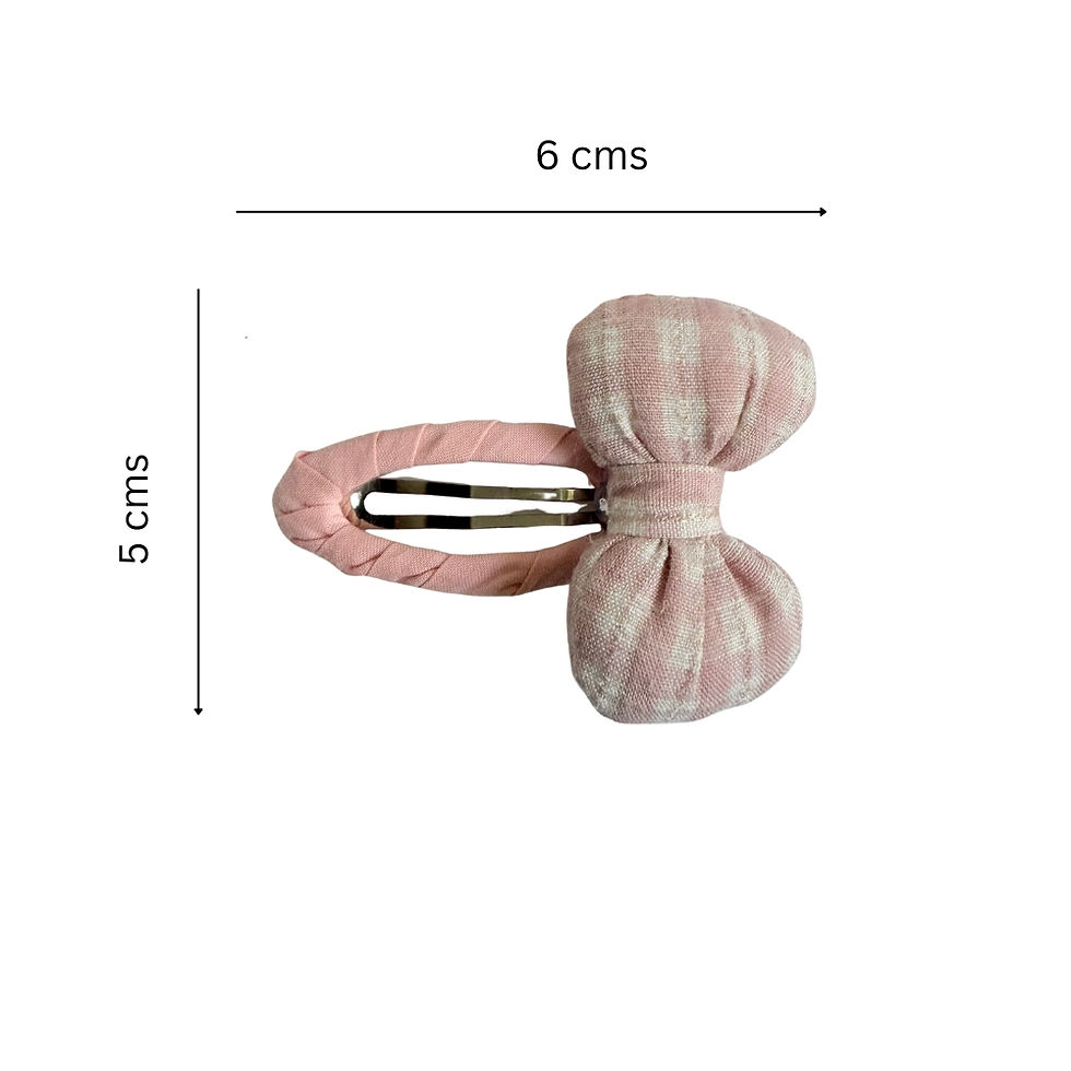 Thumbnail: Pink Gingham Check Bow Hair Clip Cotton