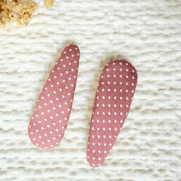 Dusty Rose Polka Snap Clips — Mira Accessories South Africa