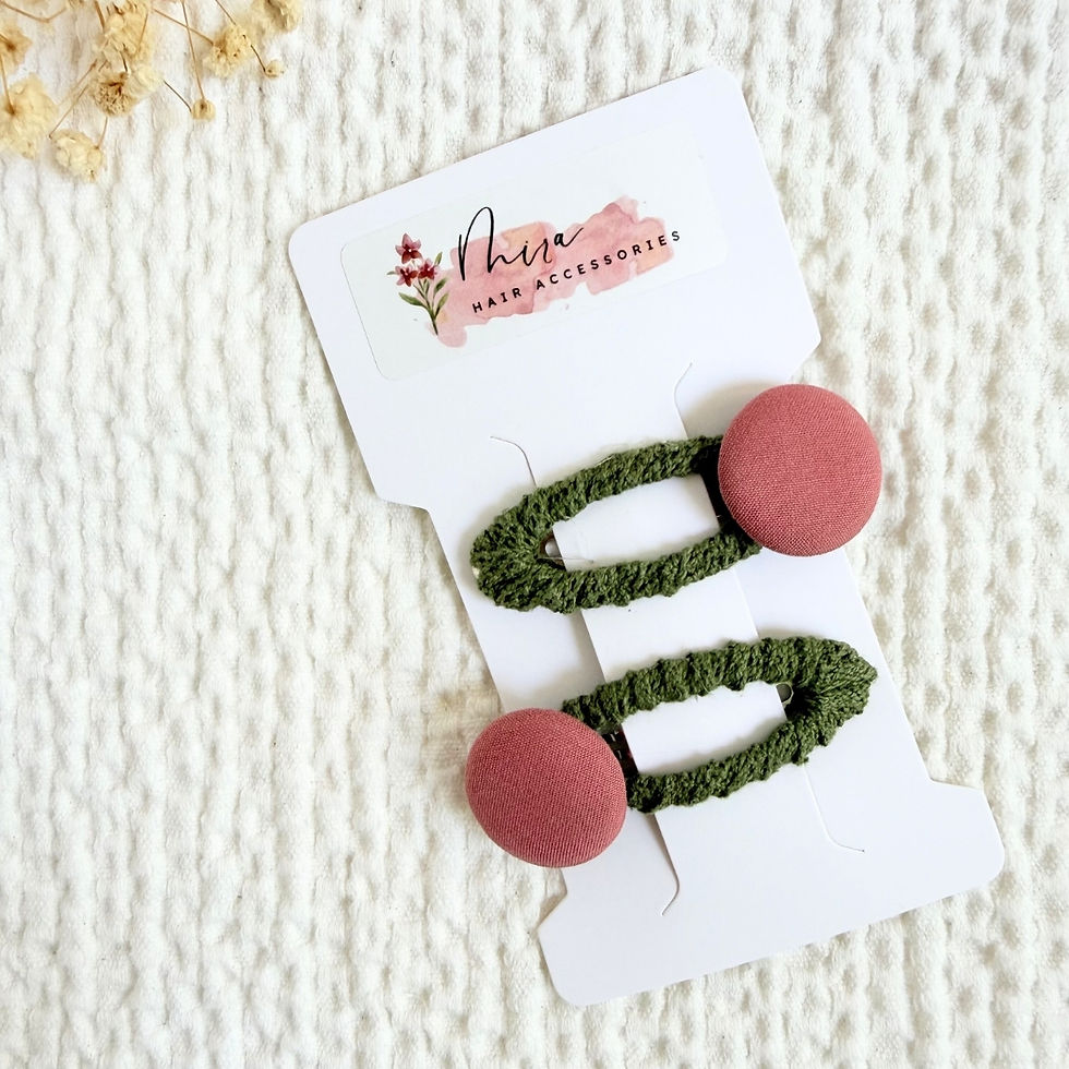 Thumbnail: Dusty Rose Button Snap Clip — button snap clip, detail view 3. Mira Accessories, handmade in South Africa