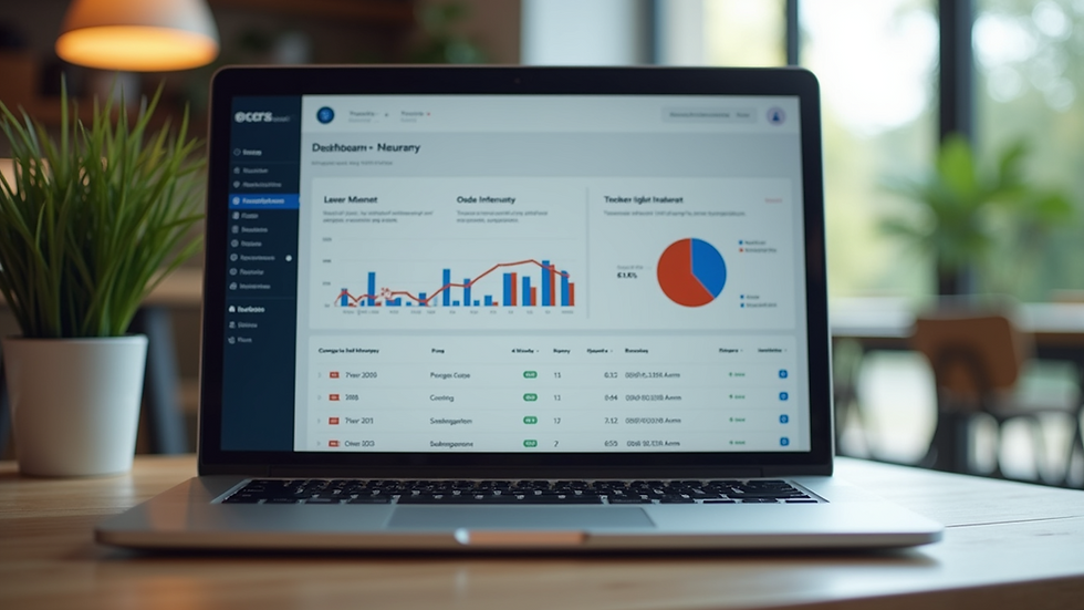 Eye-level view of a laptop screen showing a website analytics dashboard