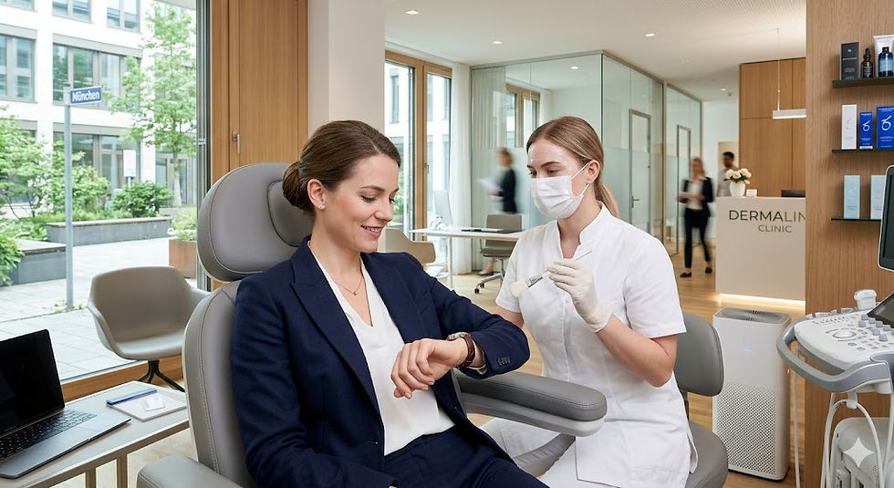 Lunchtime beauty treatment concept for busy professionals.