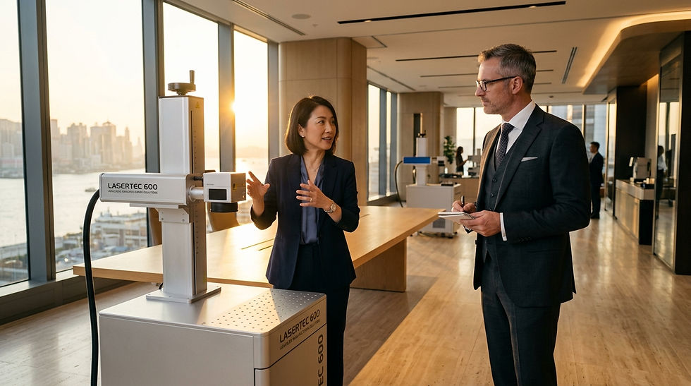An international device importer and factory director finalizing procurement details with a reliable aesthetic equipment manufacturer.