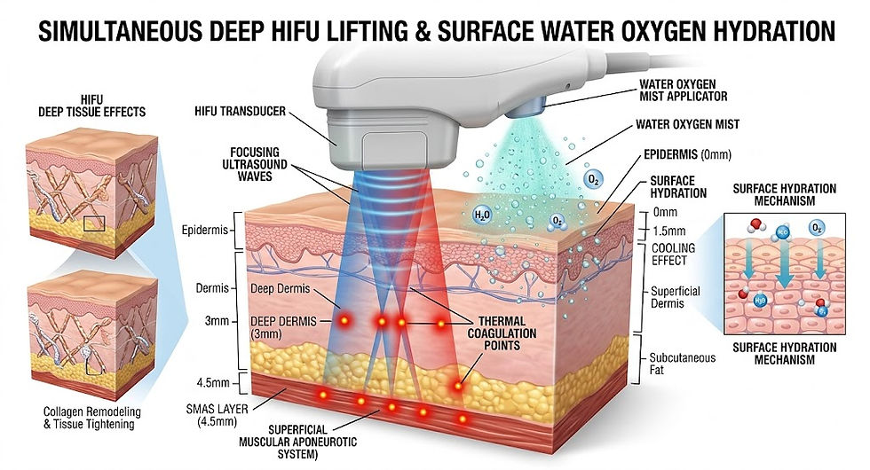 Combined therapy protocol for deep lifting and surface hydration