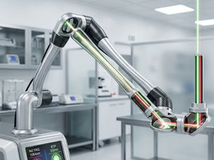 Precision 7-joint articulated mirror arm of a premium system, showing the optical engineering of reliable Nd YAG laser brands.