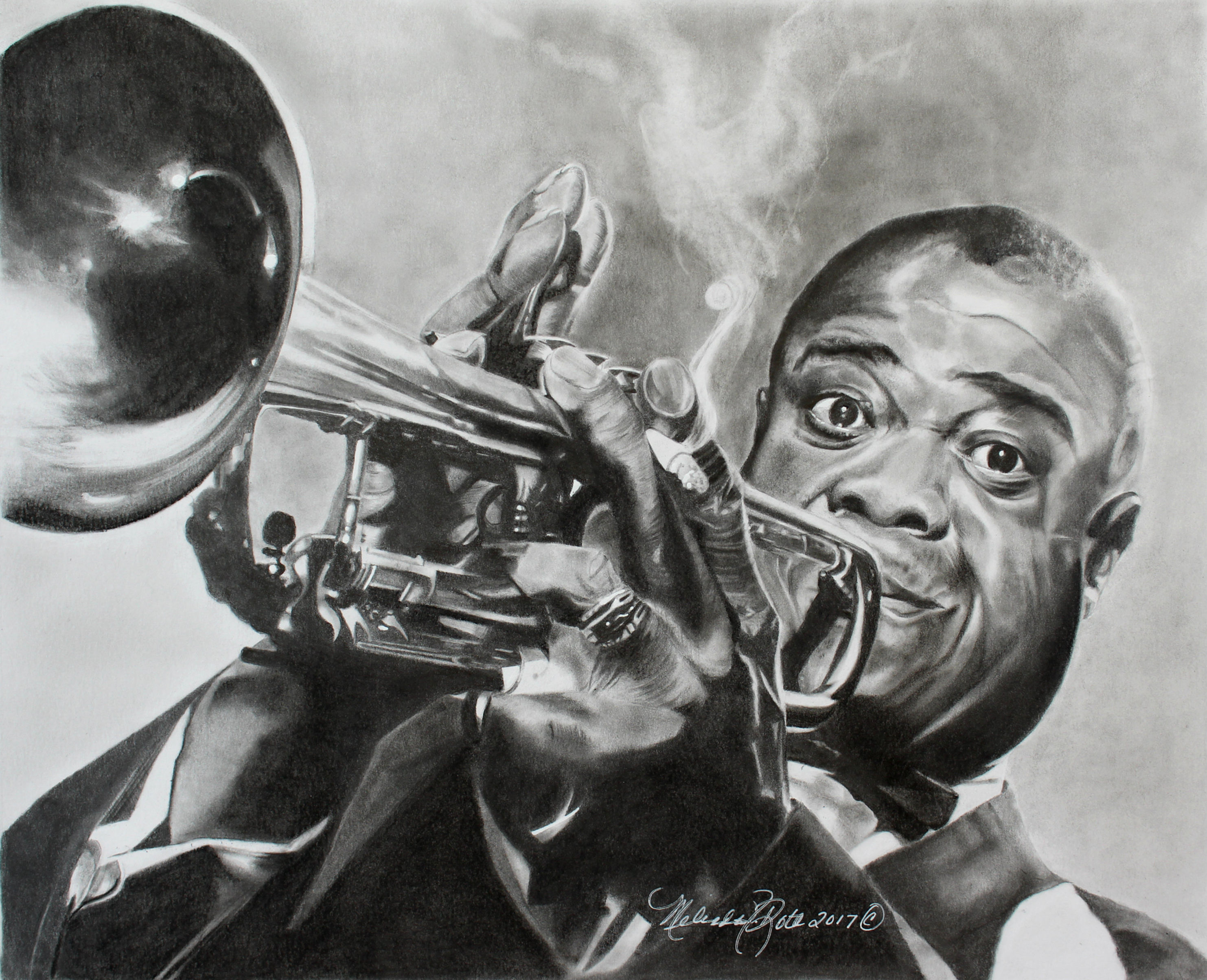 Louie Armstrong Charcoal Art Print