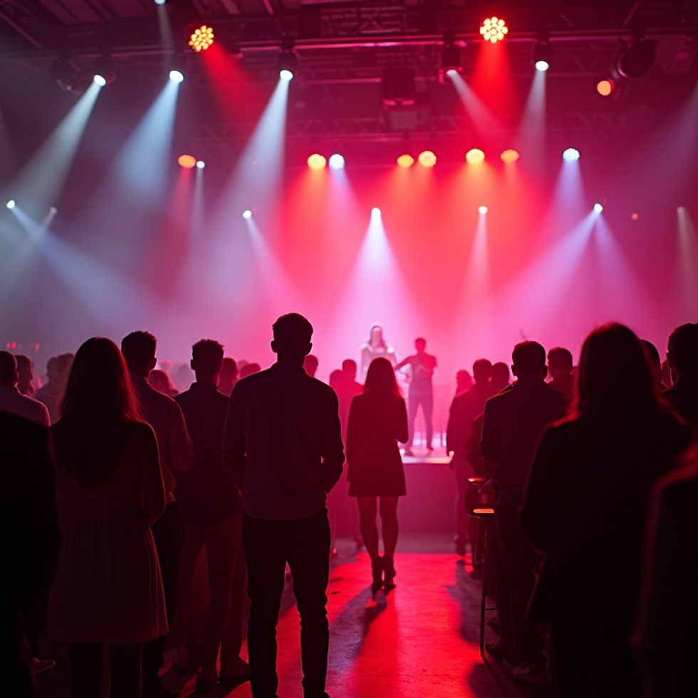 Dramatic uplighting installation creating atmosphere at a Houston event venue