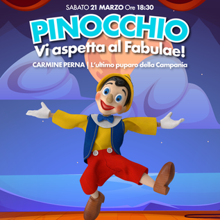 Spettacolo di Pinocchio al Fabulae: appuntamento con Carmine Perna e il teatro dei burattini