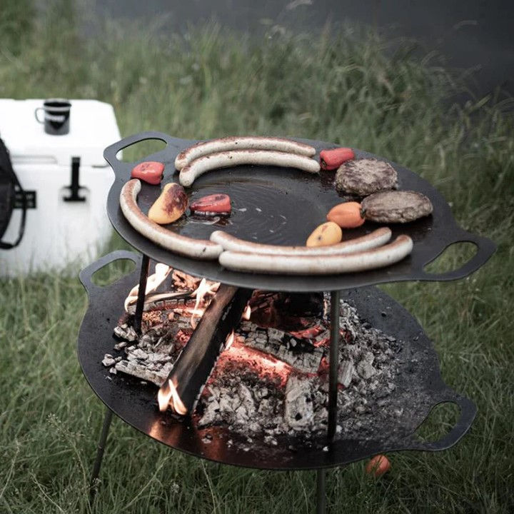 Thumbnail: cast iron fire bowl and griddle for outdoor open fire cooking petromax