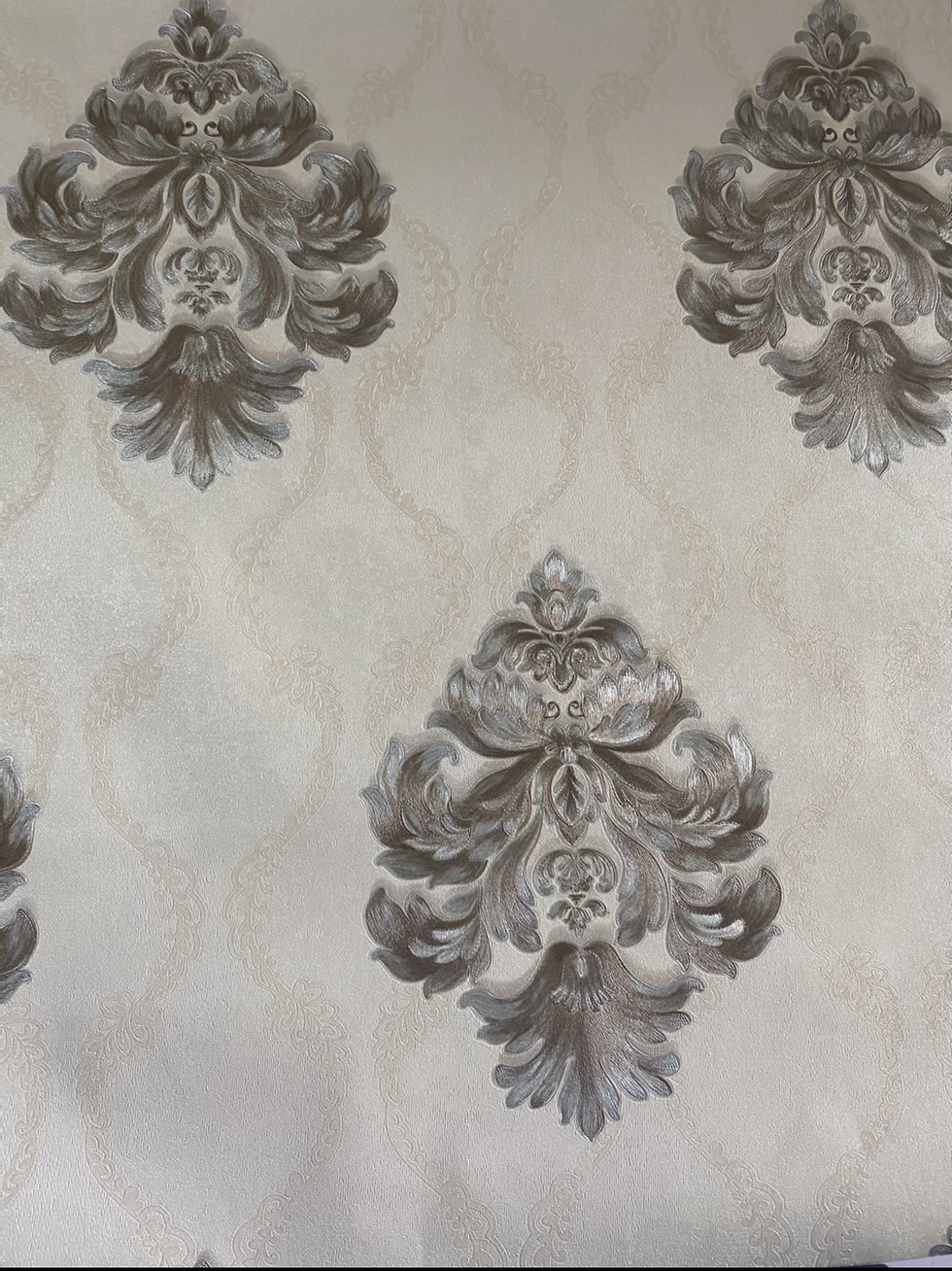 الصورة المصغرة: Cream black flower wallpaper design 